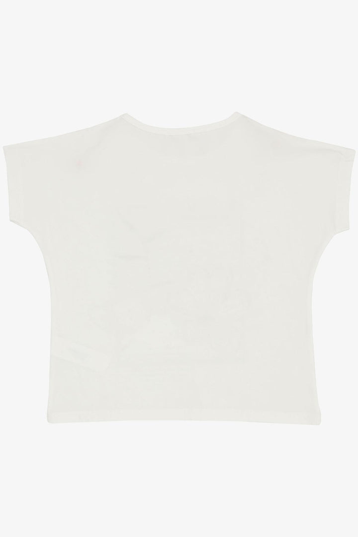 BRE Breeze Girl's T-shirt with Flower Print Sequins 106 Years, Ecru - Sintra