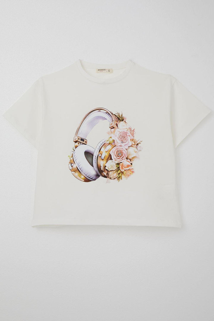 BRE Breeze Girl's T-shirt Floral Music Dream 106 Years, Ecru - Lille