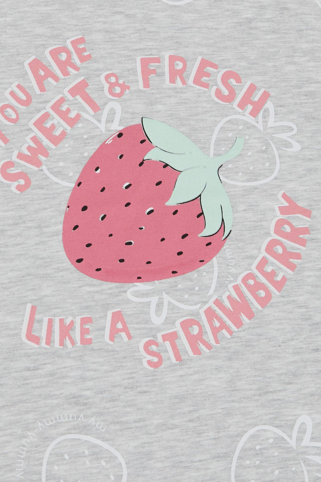 BRE Breeze Girl's T-shirt Crop Strawberry & Text Printed 62 Years, Light Grey Melange - Salon-de-Provence