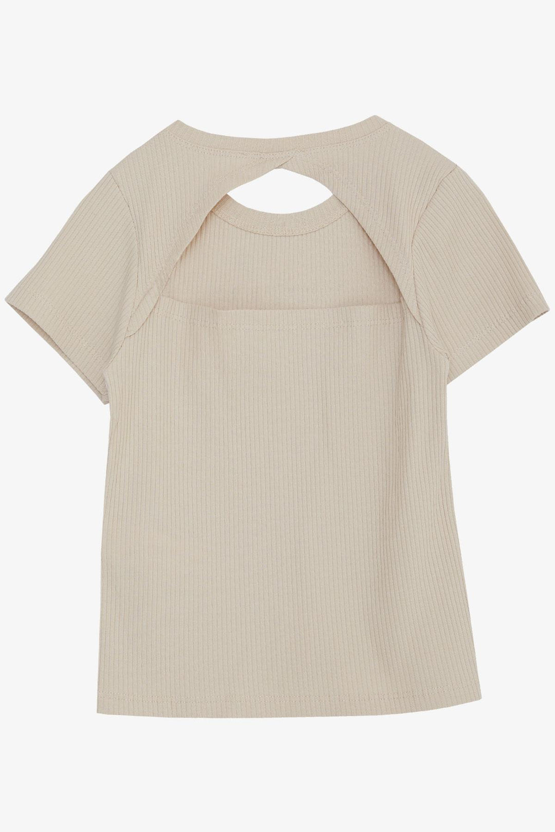 BRE Breeze Girl's Crop T-Shirt with Back Decollete Printed with Shiny Text, Beige, 94 Years - Le Perreux-Sur-Marne