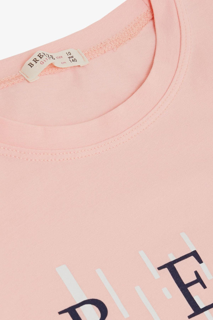 BRE Breeze Girl's T-shirt Crop Slogan Themed Flower Printed 94 Years, Salmon - Corsico