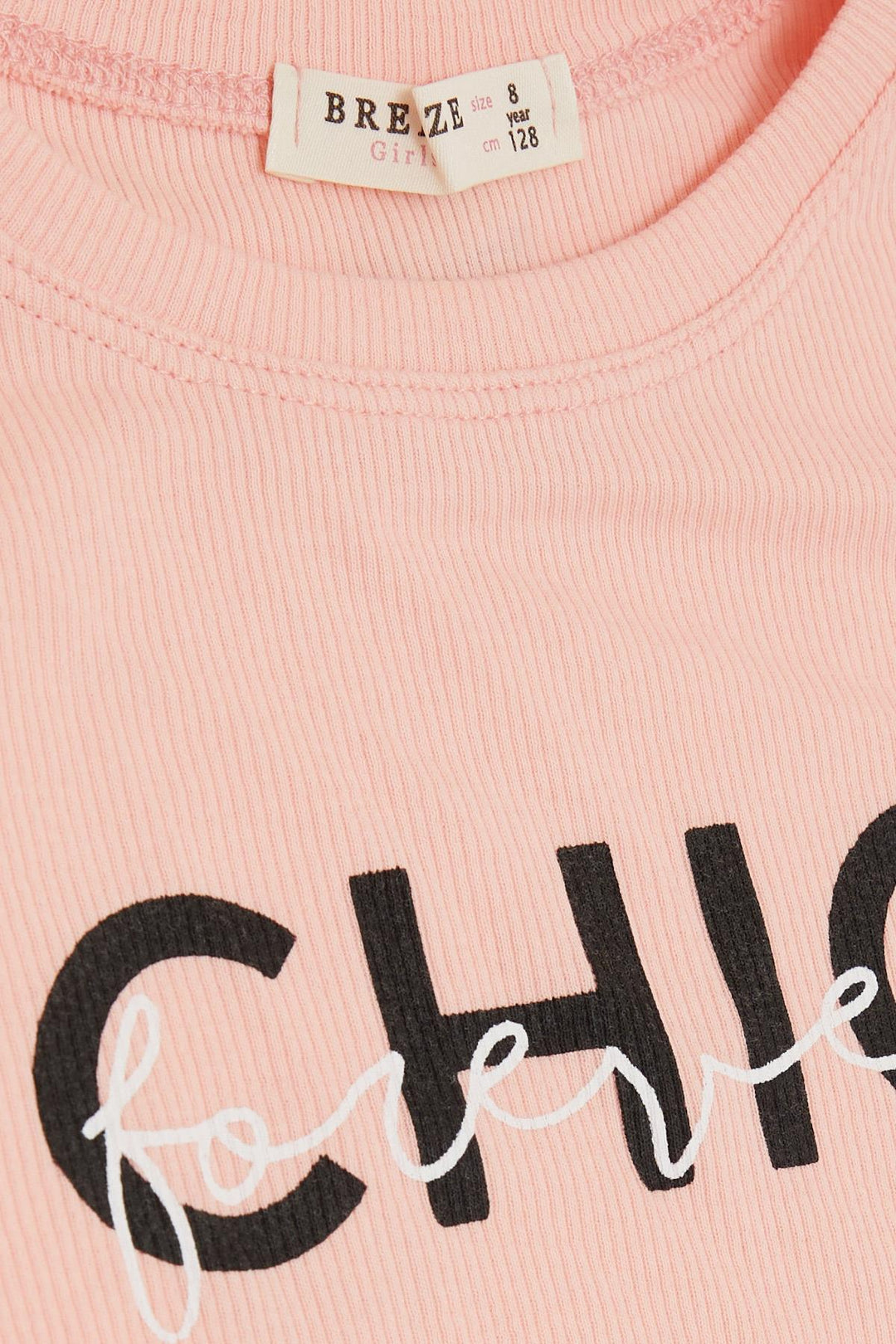 BRE Breeze Girl's T-Shirt Crop Printed with Text 84 Years, Salmon - Santa Lucía del Camino