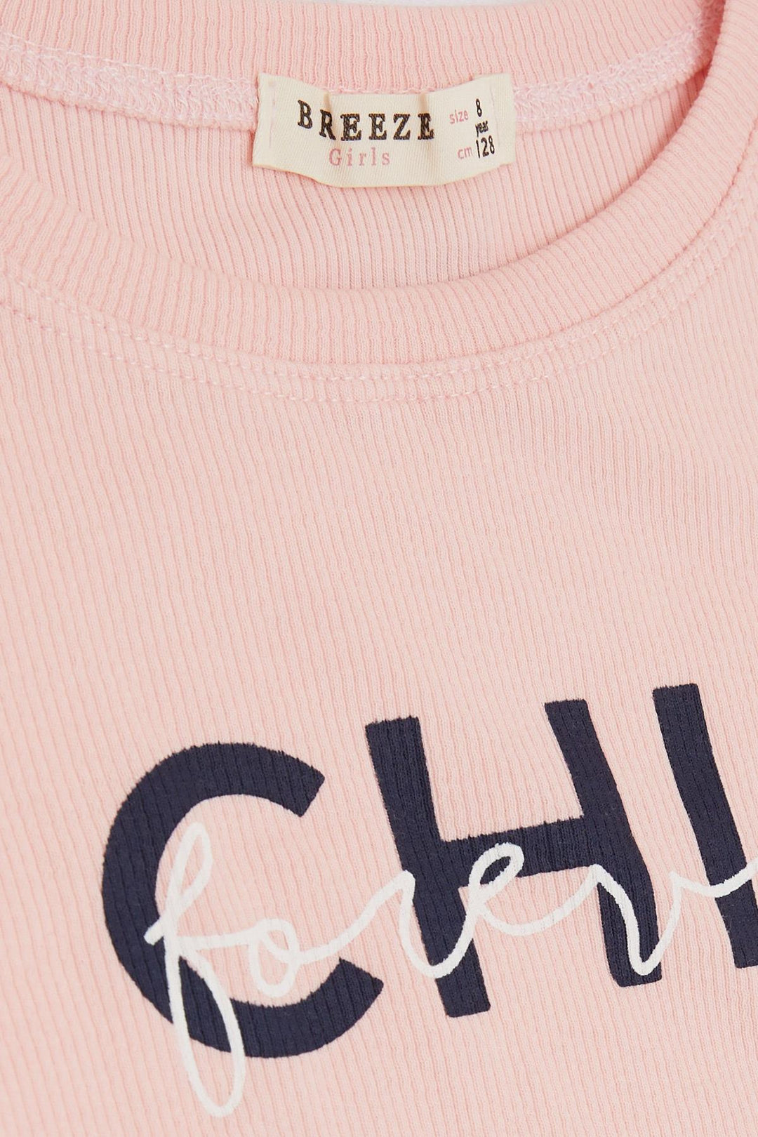 BRE Breeze Girl's T-shirt Crop Printed with Text 84 Years, Pink - Livry-Gargan