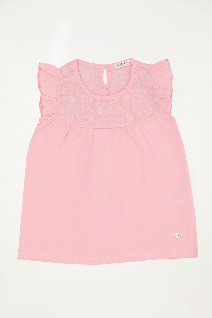 BRE Breeze Girl's T-shirt with Lace 4-8 Years, Powder - Hayward