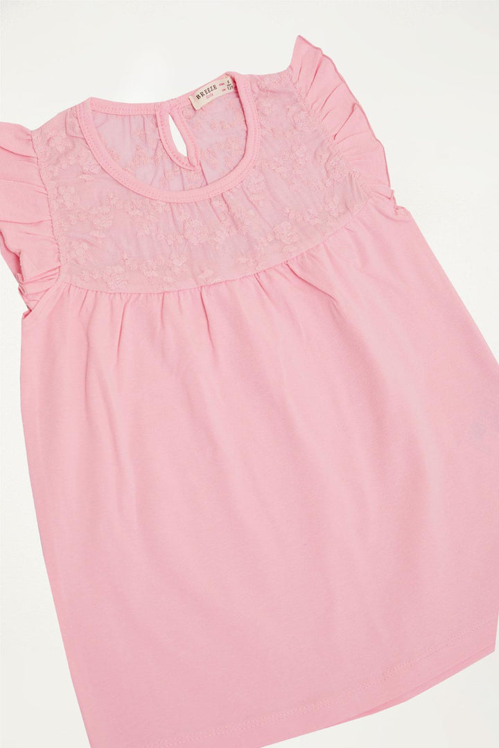 BRE Breeze Girl's T-shirt with Lace 4-8 Years, Powder - Hayward