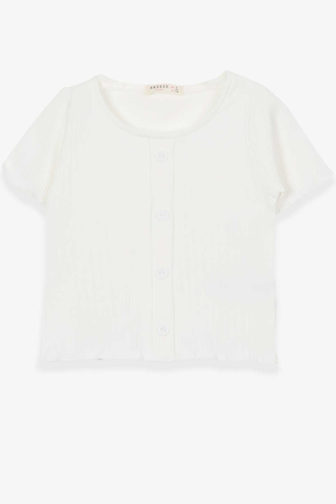 BRE Breeze Girl's T-shirt with Button Accessories, 84 Years, Ecru - Leavenworth