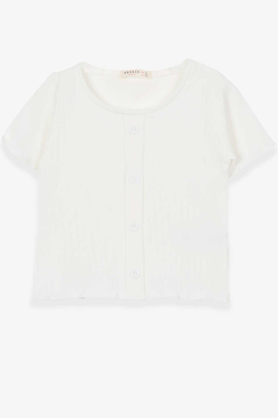 BRE Breeze Girl's T-shirt with Button Accessories, 84 Years, Ecru - Leavenworth