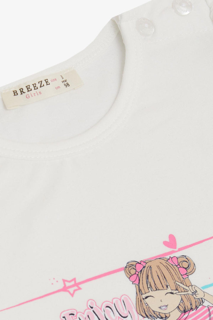 BRE Breeze Girl's T-shirt Fun Girls Printed 1-4 Years, White - Godalming