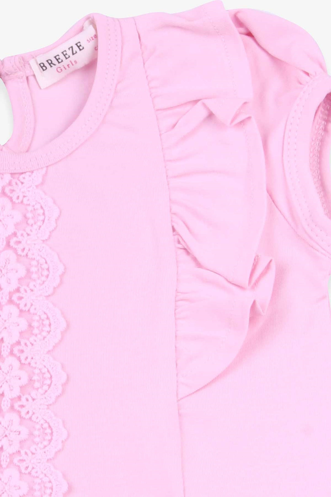 BRE Breeze Girl's T-Shirt with Ruffles and Lace, 3-8 Years, Powder - Melun