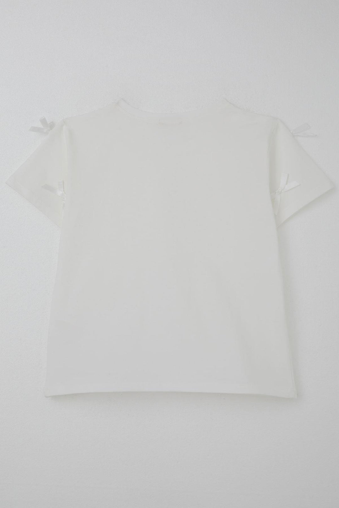 BRE Breeze Girl's T-shirt with Bow Accessory Detail, 94 Years, Ecru - Guilderland