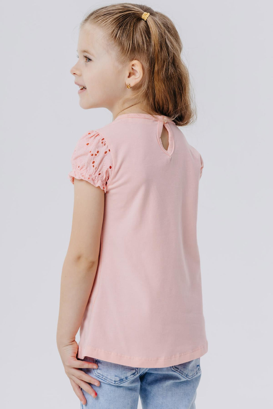 BRE Breeze Girl's T-Shirt with Lace Accessories, 50 Years, Salmon - Martinez