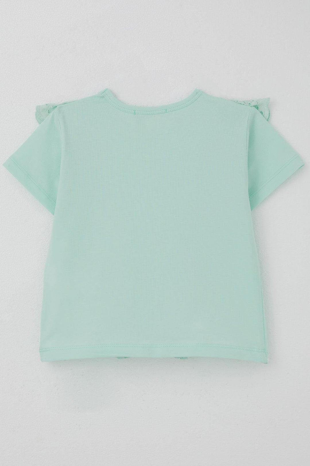 BRE Breeze Girl's T-Shirt with Embroidered Lace Flowers, 1.5-5 Years, Aqua Green - Tenancingo