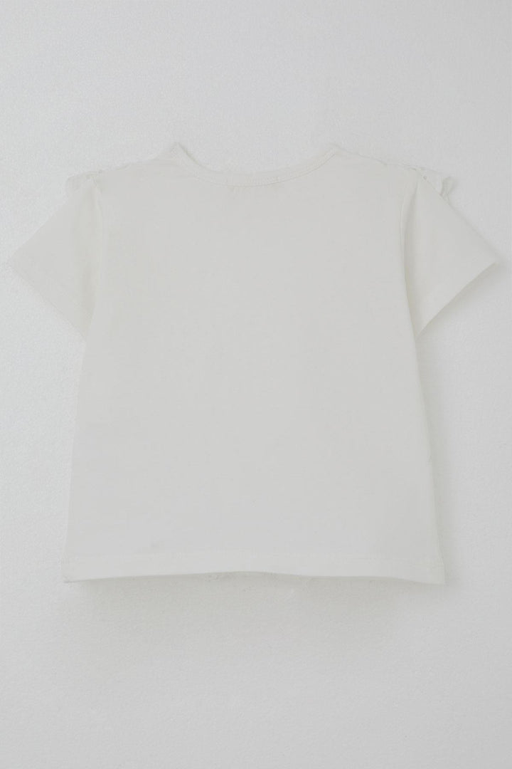 BRE Breeze Girl's T-Shirt with Embroidered Lace Flowers, 1.5-5 Years, White - Gillingham