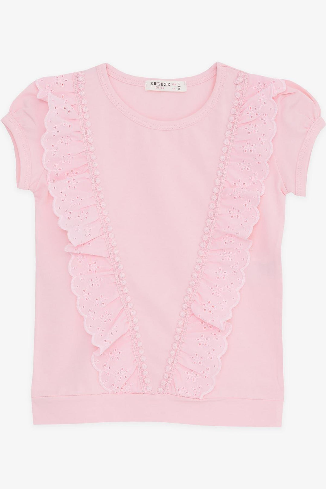 BRE Breeze Girl's T-shirt with Lace 1.5-5 Years, Pink - Yalta