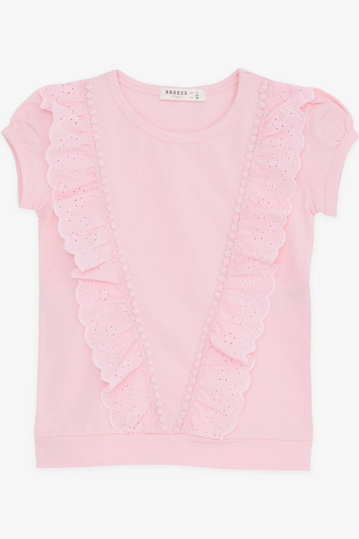 BRE Breeze Girl's T-shirt with Lace 1.5-5 Years, Pink - Yalta
