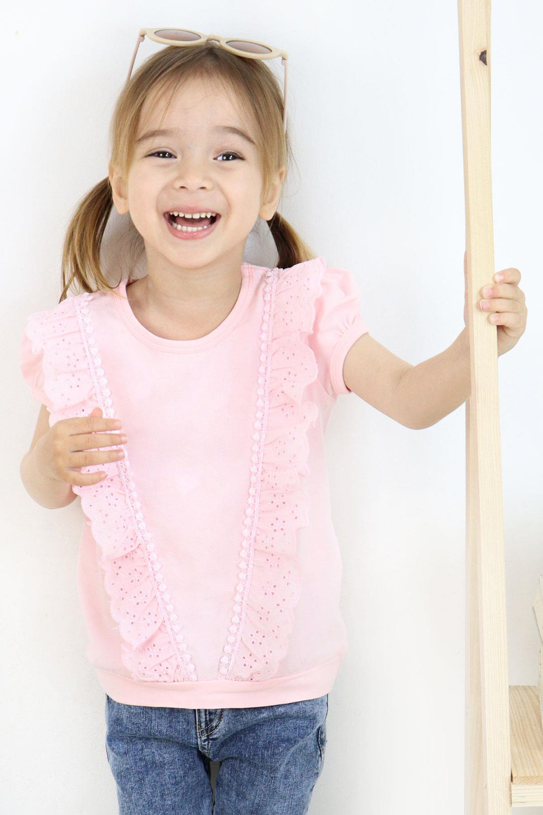 BRE Breeze Girl's T-shirt with Lace 1.5-5 Years, Pink - Yalta