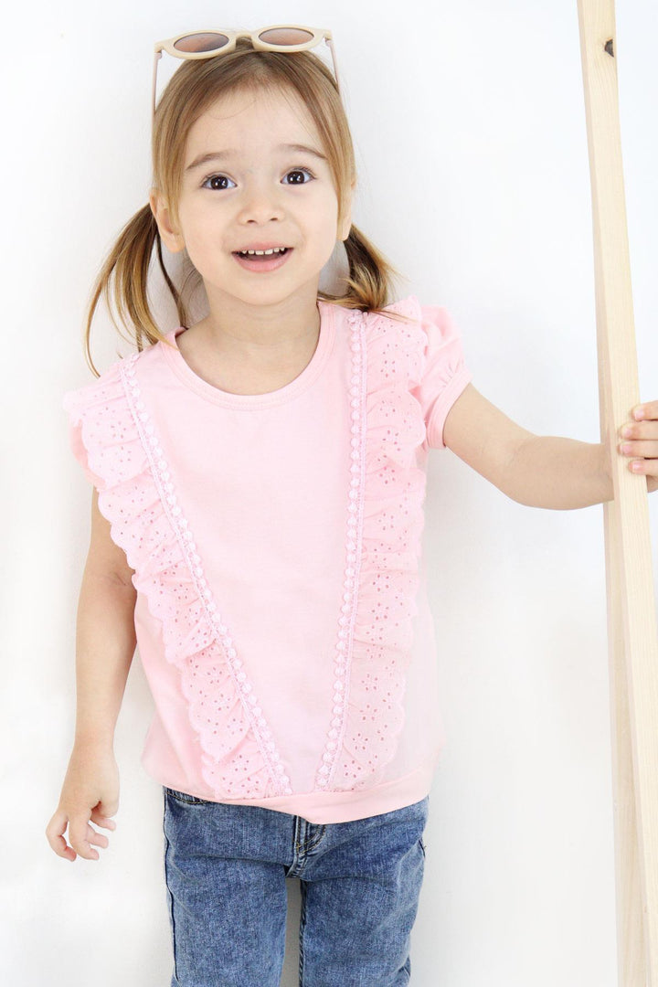 BRE Breeze Girl's T-shirt with Lace 1.5-5 Years, Pink - Yalta