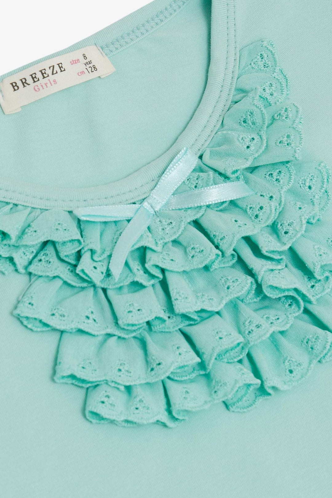BRE Breeze Girl's T-shirt with Lace 4-8 Years, Aqua Green - Caserta
