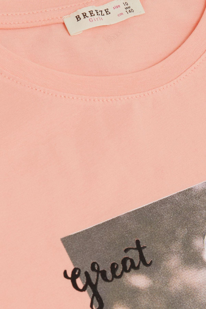 BRE Breeze Girl's T-shirt Cool Girl Printed 84 Years, Salmon - St. Charles