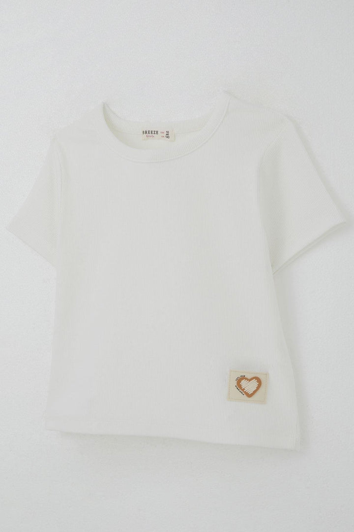 BRE Breeze Girl's T-shirt Heart Logo 94 Years, Ecru - Monrovia