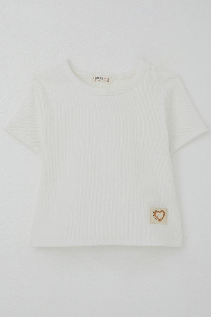 BRE Breeze Girl's T-shirt Heart Logo 94 Years, Ecru - Monrovia