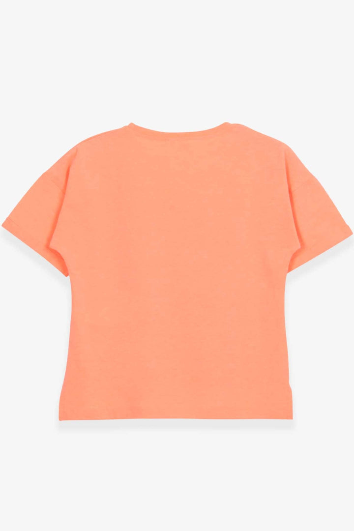 BRE Breeze Girl's T-shirt Heart Printed with Glitter for Girls 96 Years, Neon Orange - Bolingbrook