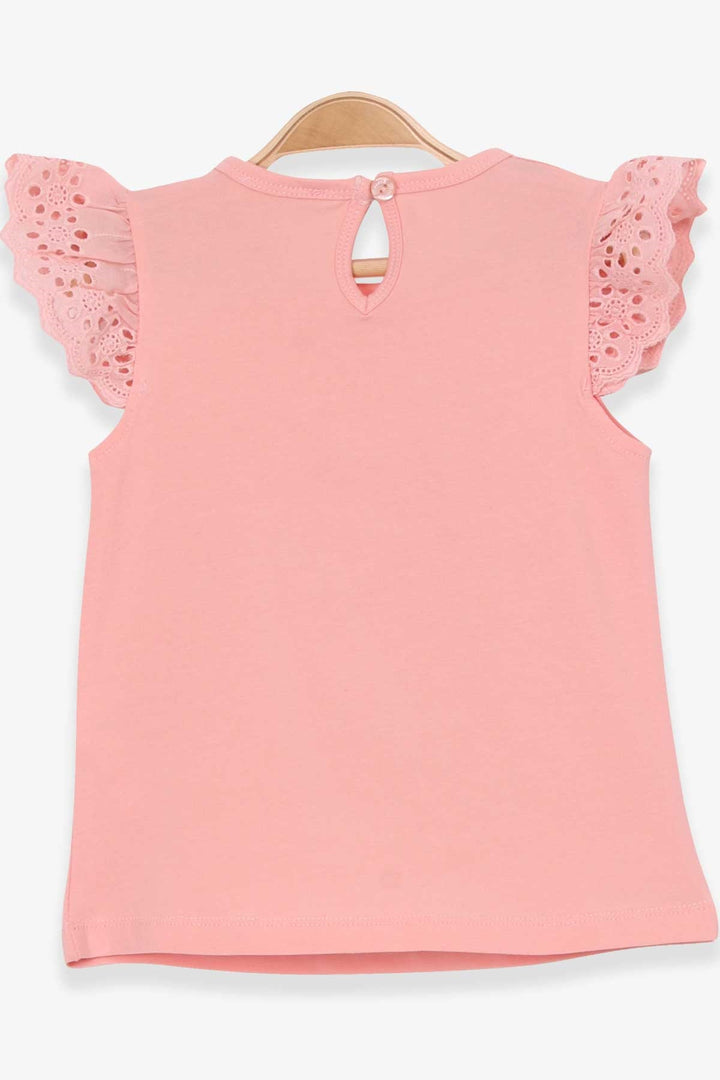 BRE Breeze Girl's T-shirt with Cat Print, 1-4 Years, Salmon - Eagle Mountain