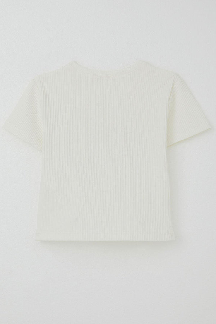 BRE Breeze Girl's T-shirt with Butterfly Crest, Pearl & Sequin Detail, 94 Years, Ecru - Épinay-sur-Seine