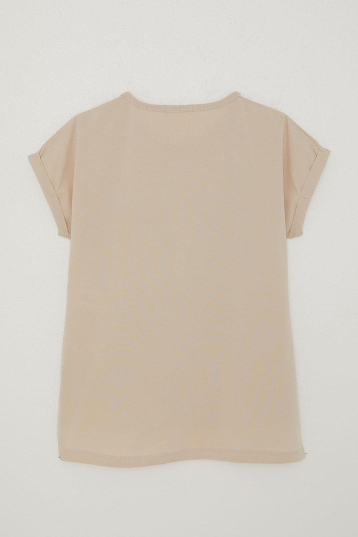 BRE Breeze Girl's T-shirt Butterfly & Flower Printed 106 Years, Beige - Drohobych