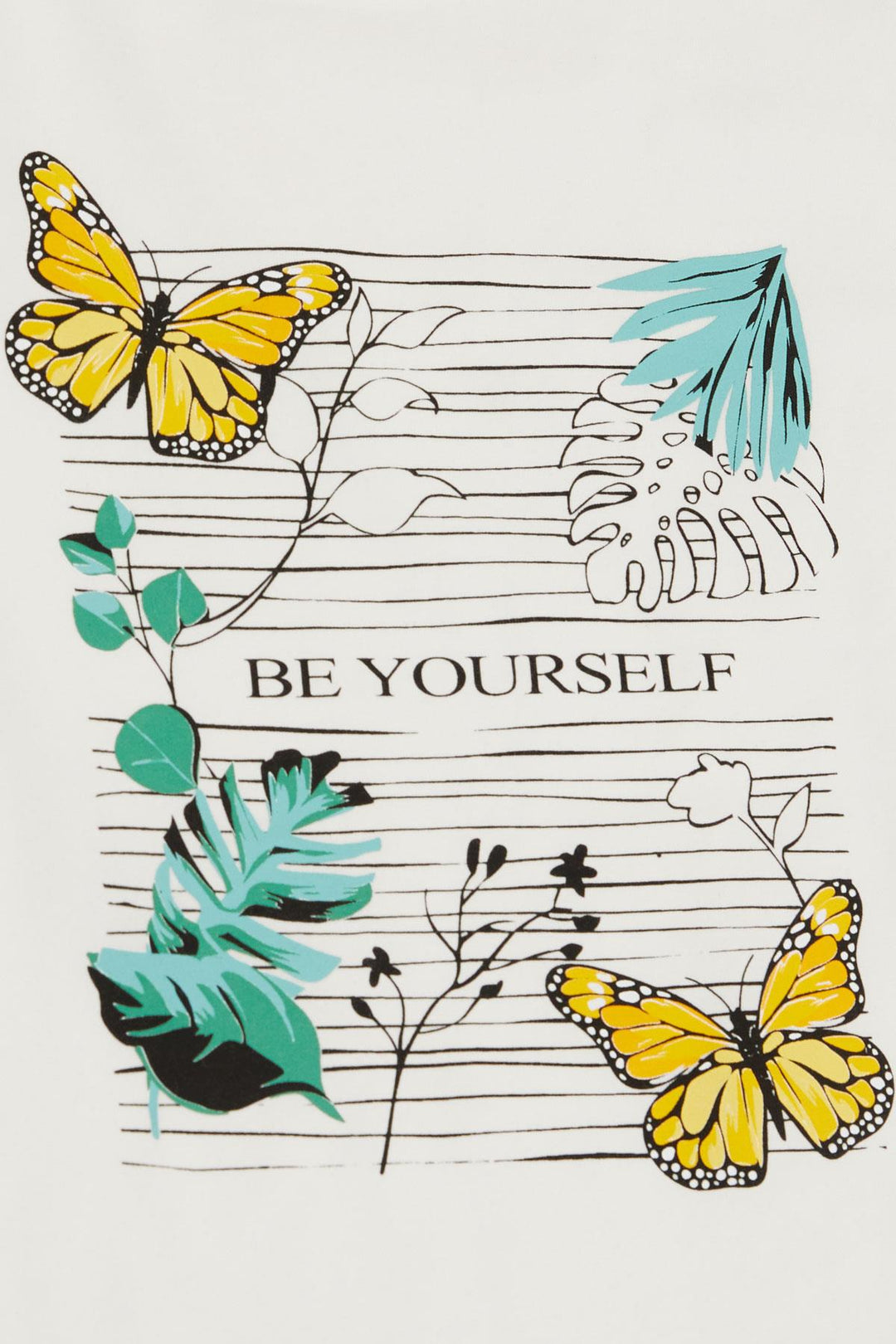 BRE Girl's T-shirt Butterfly & Flower Printed 106 Years, White - Thonon-les-Bains