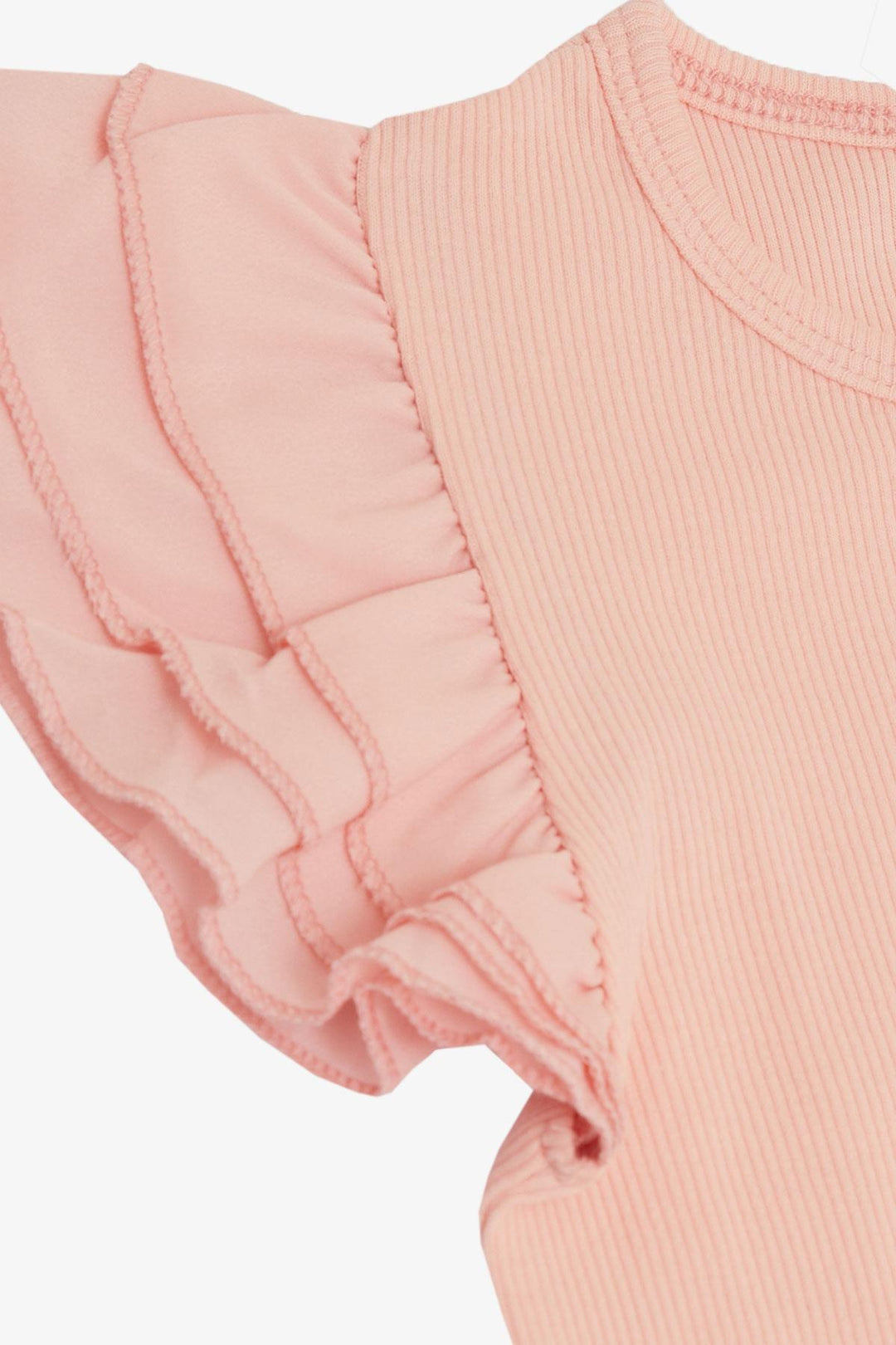 BRE Breeze Girl's T-shirt with Belted Sleeves Frilly Crepe Fabric 3-7 Years, Salmon - Bloomington