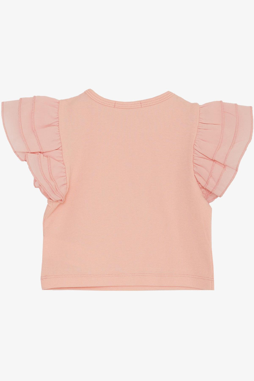 BRE Breeze Girl's T-shirt with Belted Sleeves Frilly Crepe Fabric 3-7 Years, Salmon - Bloomington