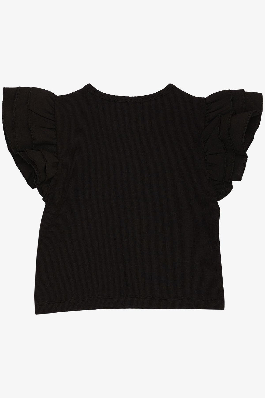 BRE Breeze Girl's T-shirt with Belted Short Sleeves Frilled Printed Summer 82 Years, Black - Tipton