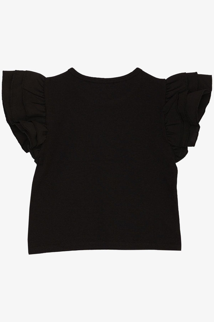 BRE Breeze Girl's T-shirt with Belted Short Sleeves Frilled Printed Summer 82 Years, Black - Tipton