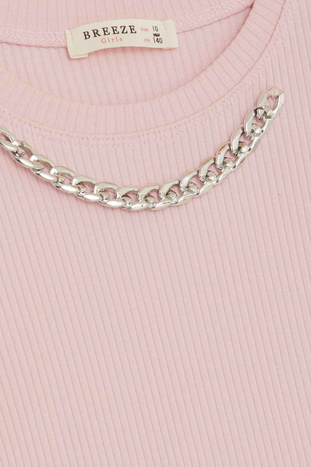 BRE Breeze Girl's T-shirt with Belt Collar Chain Accessory, 94 Years, Pink - Coppell