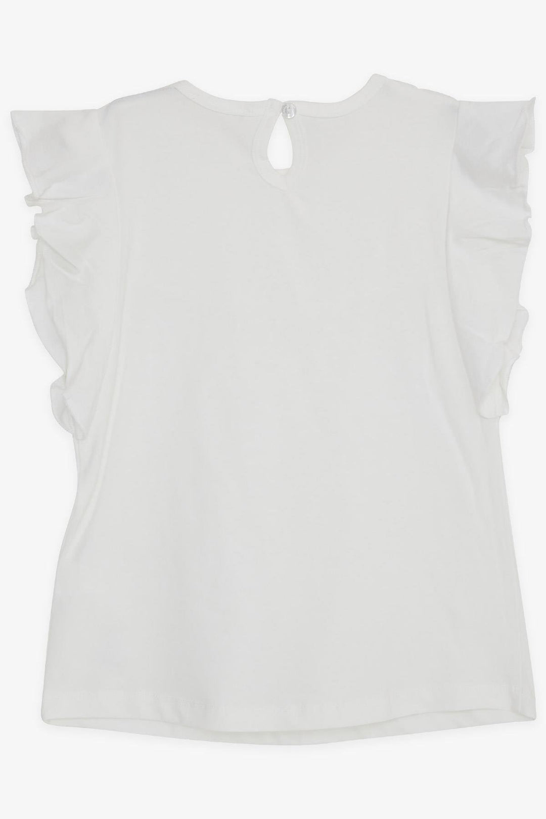 BRE Breeze Girl's T-shirt with Frilly Sleeves, Embroidery, and Lace, 62 Years, Ecru - Witten