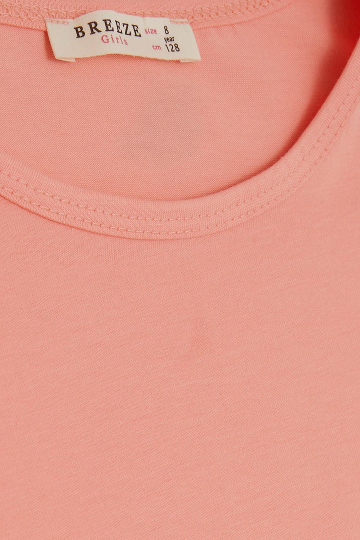 BRE Breeze Girl's T-shirt with Tulle Sleeves, 82 Years, Salmon - Waxahachie