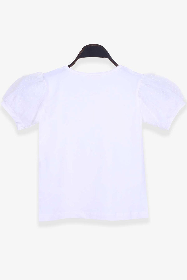 BRE Breeze Girl's T-shirt with Tulle Sleeves, 82 Years, Ecru - Viseu