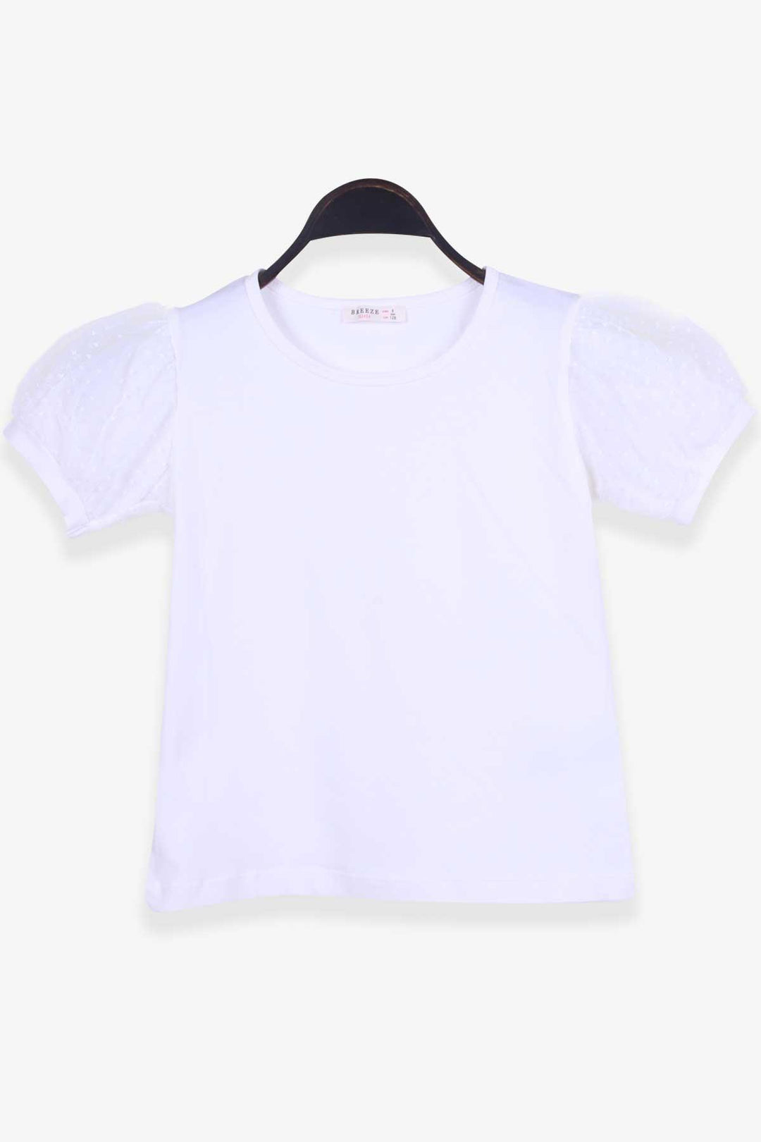 BRE Breeze Girl's T-shirt with Tulle Sleeves, 82 Years, Ecru - Viseu