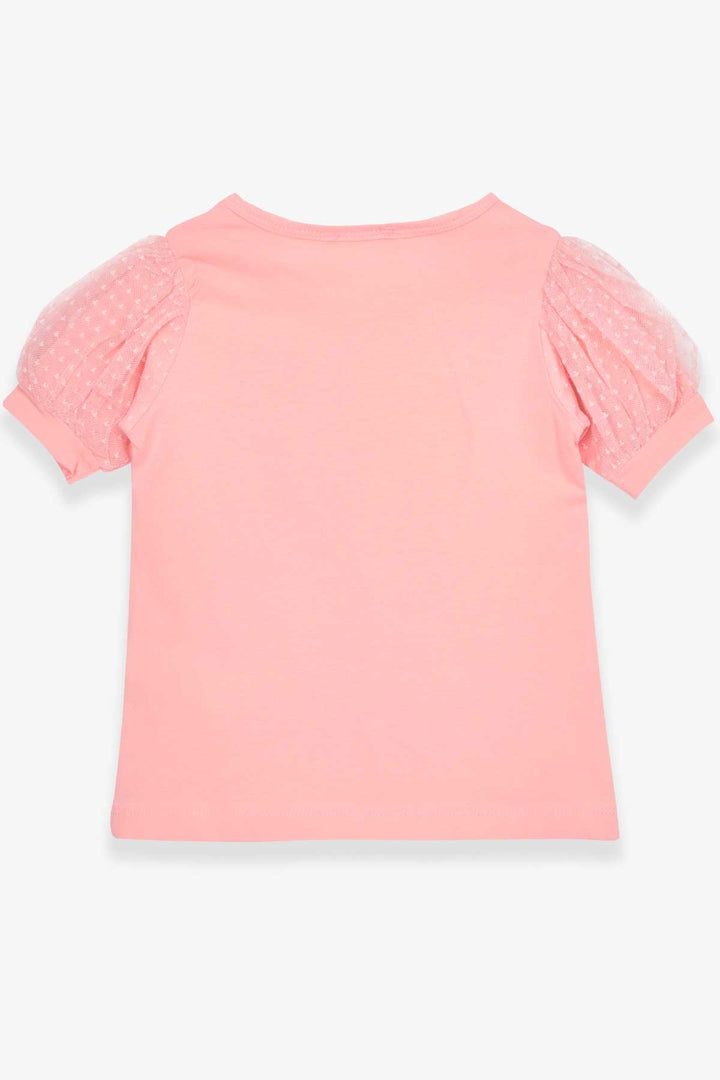 BRE Breeze Girl's T-shirt with Tulle Sleeves, 3-7 Years, Salmon - Pejë