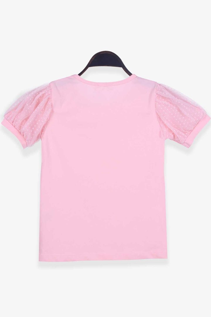 BRE Breeze Girl's T-shirt with Tulle Sleeves, 82 Years, Salmon - Northampton