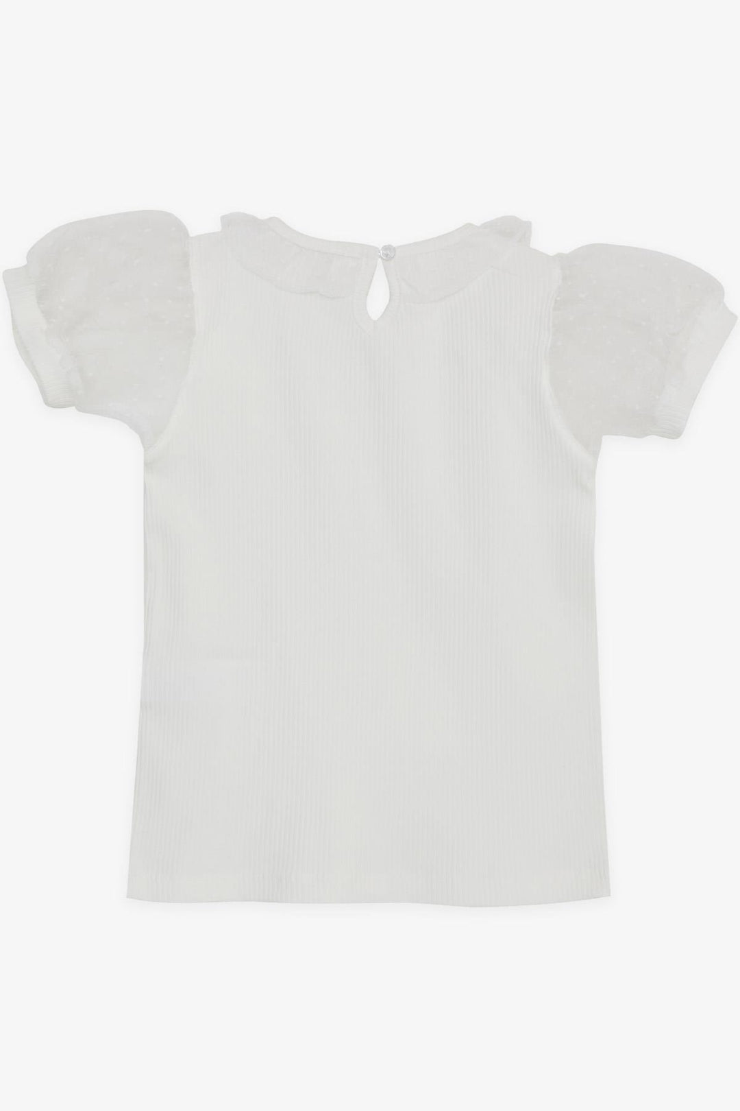 BRE Breeze Girl's T-shirt with Tulle Collar Sleeves, 72 Years, Ecru - San Luis
