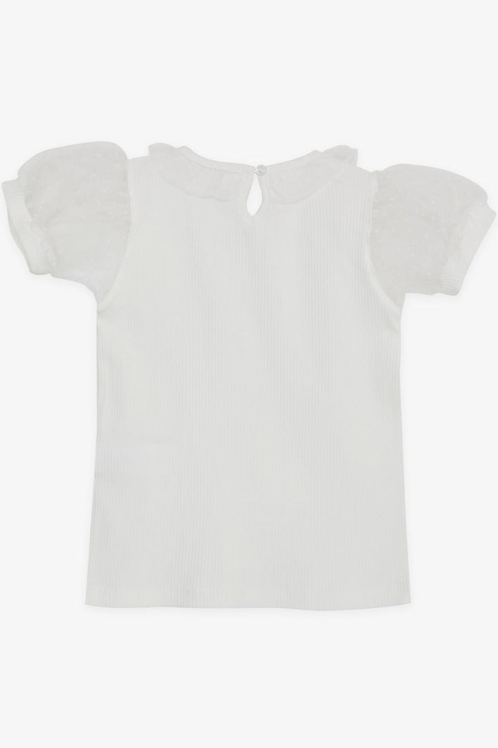 BRE Breeze Girl's T-shirt with Tulle Collar Sleeves, 72 Years, Ecru - San Luis