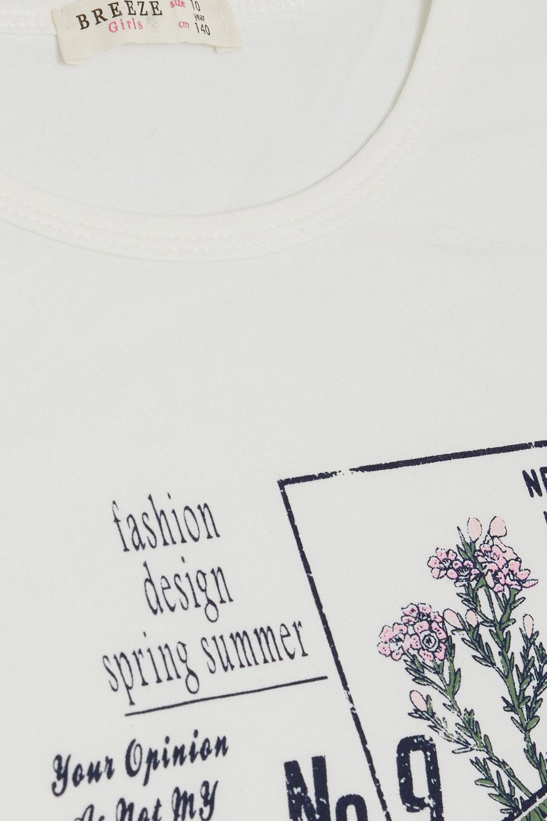 BRE Breeze Girl's T-shirt Fashion Themed Writing & Colorful Flower Printed 104 Years, Ecru - Ciudad General Escobedo