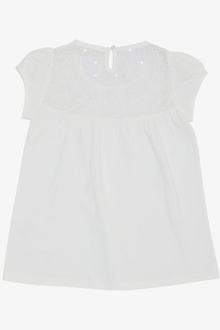 BRE Breeze Girl's T-shirt Embroidered with Flowers, 4-8 Years, Ecru - Salina