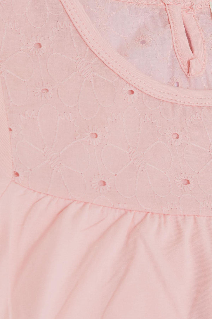 BRE Breeze Girl's T-Shirt Embroidered with Flower Embroidery, 4-8 Years, Pink - Dessau-Rosslau