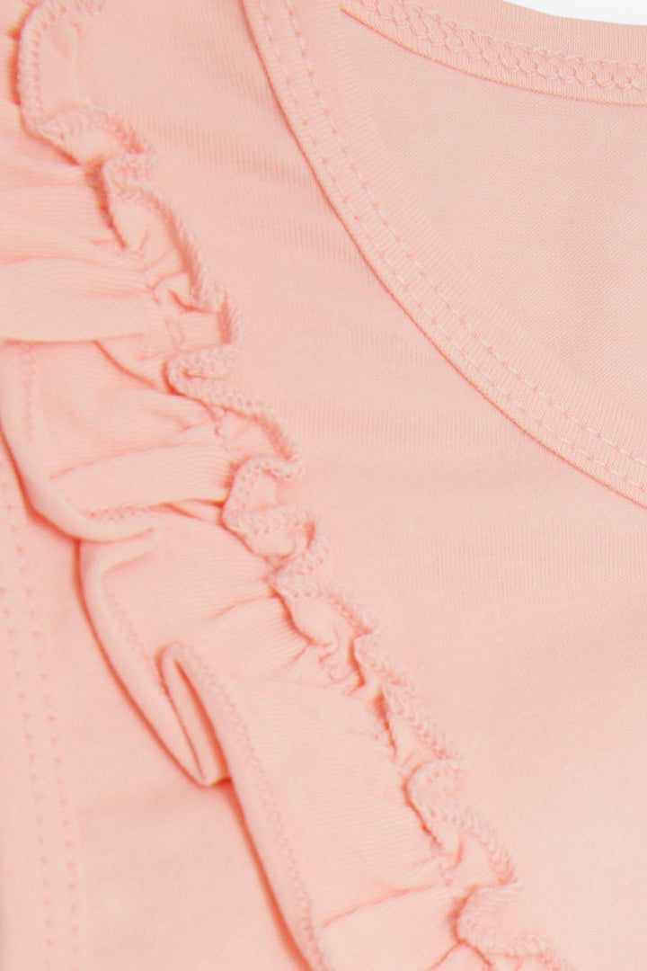 BRE Breeze Girl's T-Shirt with Ruffled Shoulders Ice Cream Printed 4-8 Years, Salmon - London