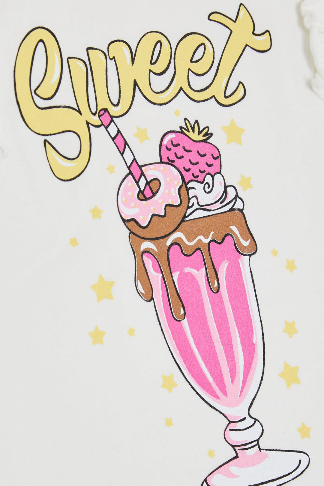 BRE Breeze Girl's T-Shirt with Ruffled Shoulders Ice Cream Printed 4-8 Years, Ecru - Washington