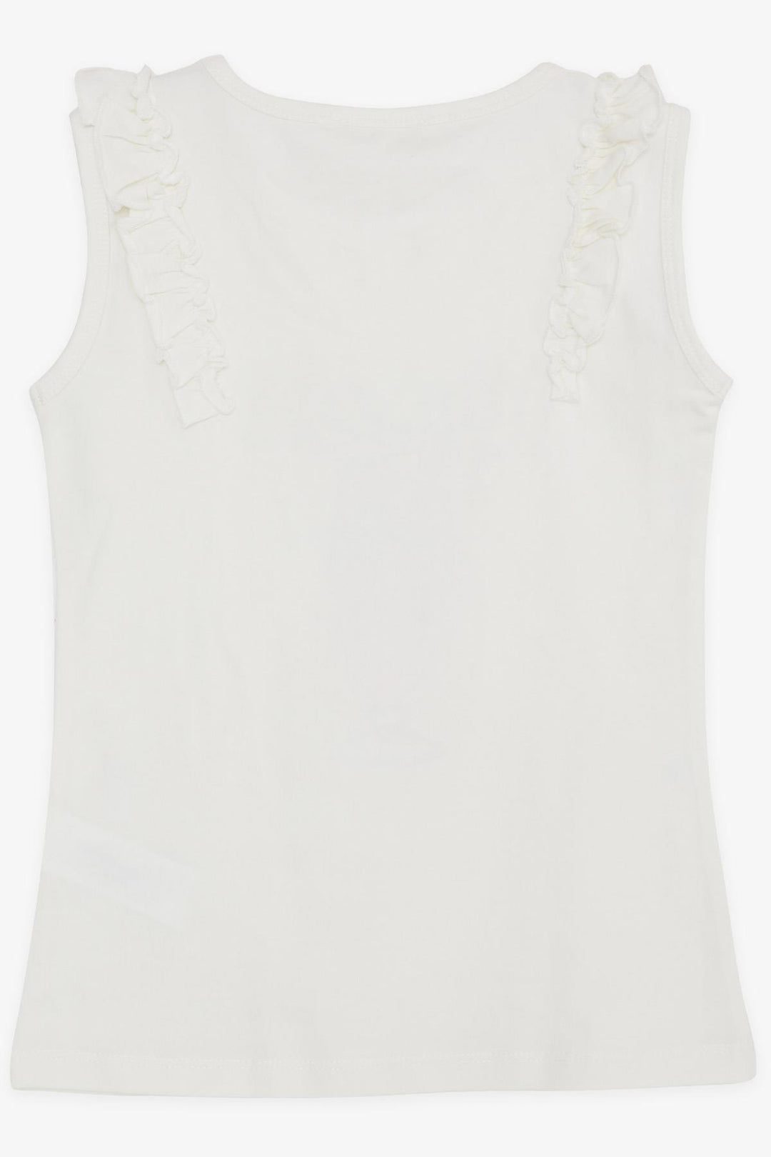 BRE Breeze Girl's T-Shirt with Ruffled Shoulders Ice Cream Printed 4-8 Years, Ecru - Washington