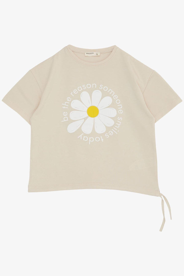 BRE Breeze Girl's T-shirt with Daisy Print, 72 Years, Beige - High Point